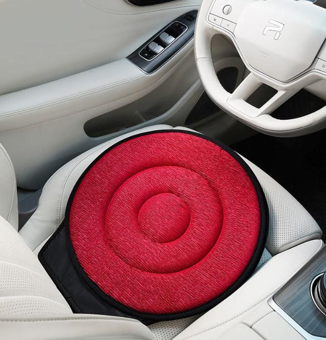 Red 360 Degree Swivel Car Seat Cushion Portable Rotating Transfer Aid for Elderly Pregnant Women & Mobility