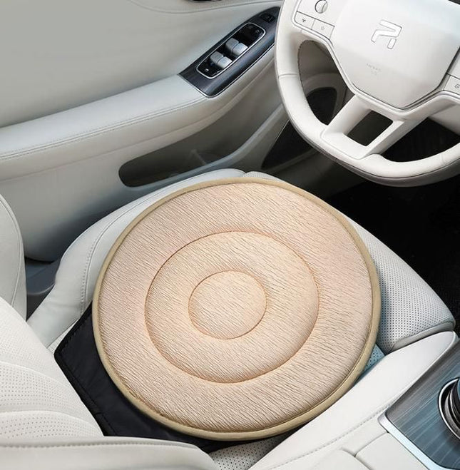 Beige 360 Degree Swivel Car Seat Cushion Portable Rotating Transfer Aid for Elderly Pregnant Women &