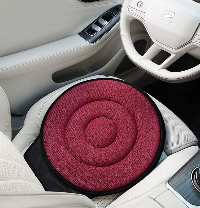 Dark Red 360 Degree Swivel Car Seat Cushion Portable Rotating Transfer Aid for Elderly Pregnant Women &