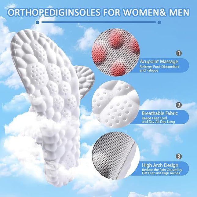 3 Pairs Grey 4D Cloud Insoles for Men and Women Insoles Super Soft Anti-Fatigue Shock Absorption Relieve – product detail
