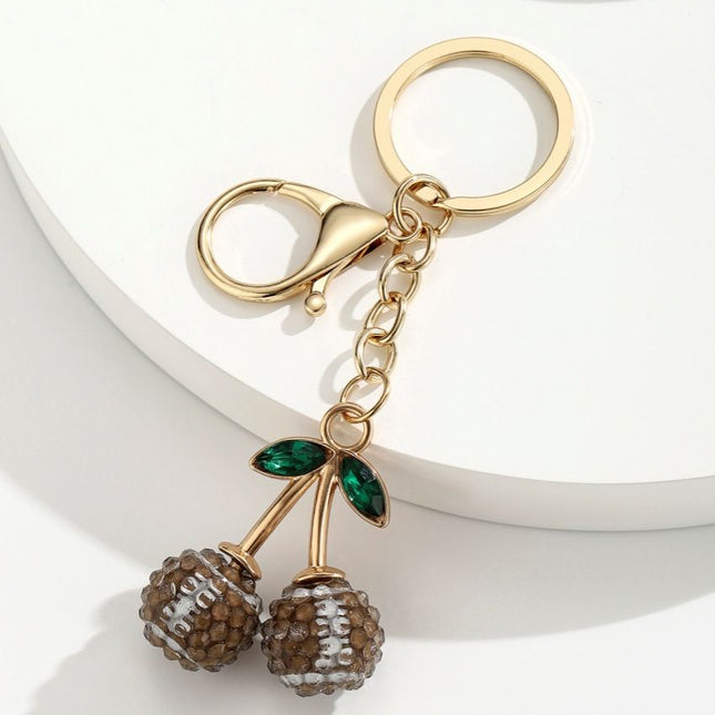 2 Pcs Brown rugby ball shape Creative Sports Ball Cherry Keychain Cute Resin Charm for Car Keys Bags &