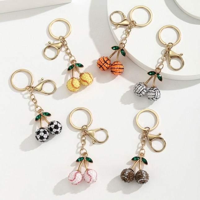 2 Pcs White volleyball design Creative Sports Ball Cherry Keychain Cute Resin Charm for Car Keys Bags & – product detail