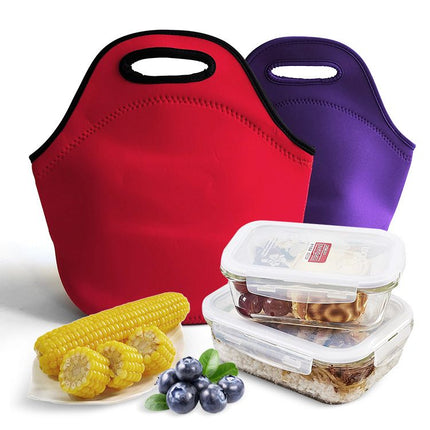 Red Reusable Neoprene Insulated Lunch Bag – Waterproof Thermal Tote for Work, School & Picnics (30x17x30cm)