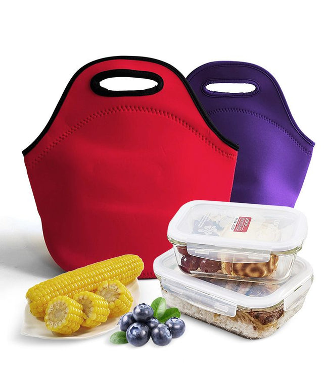 Red Reusable Neoprene Insulated Lunch Bag Waterproof Thermal Tote for Work School & Picnics (30x17x30cm) – product detail