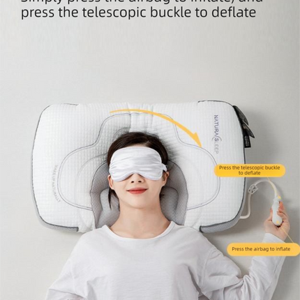 Adjustable Height Air Chamber Pillow - 48 x 74 cm Polyester Fibre Neck Support Pillow with Breathable Design for Personalised Adult Sleep Comfort