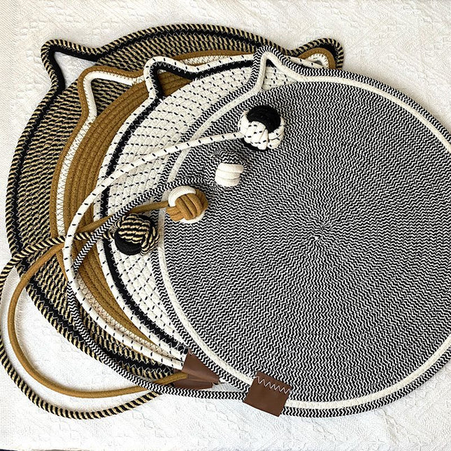 Black and Brown Durable Cat Scratching Mat with Attached Toy – product detail