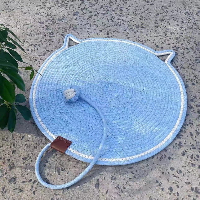 Blue Durable Cat Scratching Mat with Attached Toy Ball – product detail