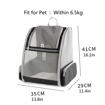 Black Breathable Pet Carrier Backpack - 35 x 29 x 41 cm Oxford Fabric Travel Bag with Mesh Ventilation, Structured Support and Plush Mat for Cats and Small Dogs