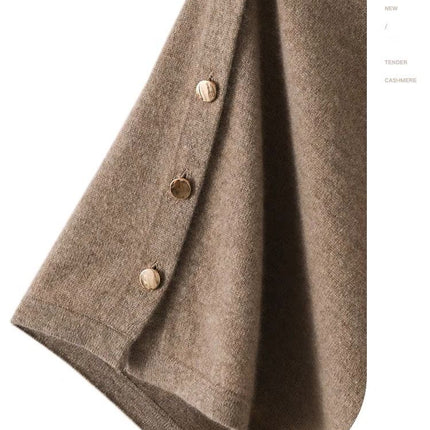 Brown Women's Winter Shawl Wrap - 140 x 56 cm Polyester Two Way Knitted Cape Scarf, Warm Lightweight Layer for Everyday Outfits, Work and Travel