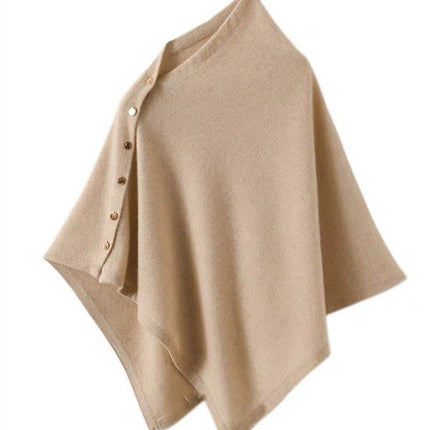 Khaki Women's Winter Shawl Wrap - 140 x 56 cm Polyester Two Way Knitted Cape Scarf, Warm Lightweight Layer for Everyday Outfits, Work and Travel
