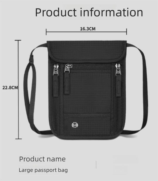 Black RFID Neck Passport – product detail