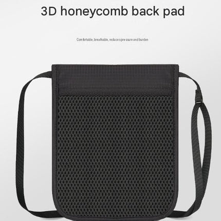 Black RFID Neck Passport Holder - 16.3 x 22.8 cm Lightweight Nylon and Polyester Crossbody Travel Wallet and Document Organiser for Phone, Cards, Cash and Tickets