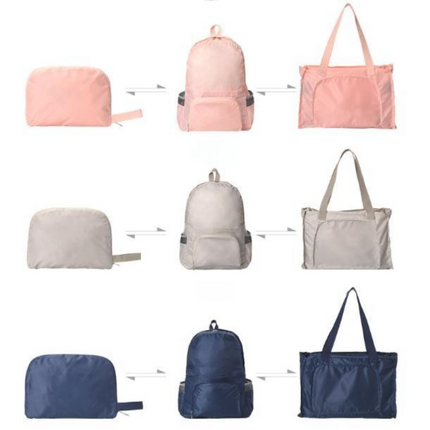 Beige Lightweight Foldable Backpack - Waterproof Polyester 3 Way Backpack and Tote Bag, 160g Packable Daypack for Hiking, Travel, Camping and Everyday Use