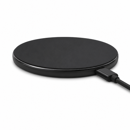 Black 15W Qi Wireless Phone Charger - Compact Cable Free Charging for Qi Enabled Smartphones, Easy Everyday Use at Home, in the Office or While Travelling