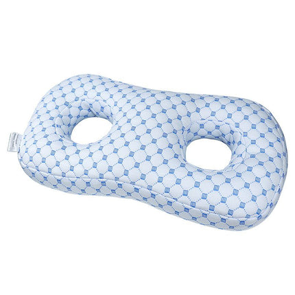 Blue Ear Piercing Pillow for Side Sleepers - 55 x 33 x 9 cm Figure 8 Hollow Ear Design, PP Cotton Fill, Machine Washable Ear Clearance and Neck Comfort