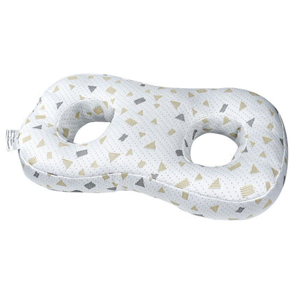 White and Gray Ear Piercing Pillow for Side Sleepers - 55 x 33 x 9 cm Figure 8 Hollow Ear Design, PP Cotton Fill, Machine Washable Ear Clearance and Neck Comfort