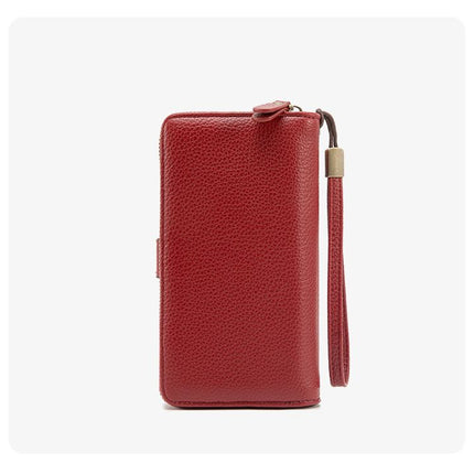 Pink Women's Long Zipper Wallet with Wristlet – Multi-Card Slots, Phone Compartment & Coin Pocket (200g)