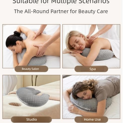 Pink Ergonomic M-Shaped Breast Support Pillow for Spa & Postpartum Care – Soft Plush Cover, Removable & Washable (320g)