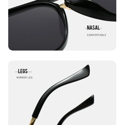 Black Retro Aviator Sunglasses with UV Protection – Oversized PC + Metal Frame, Includes Black Case
