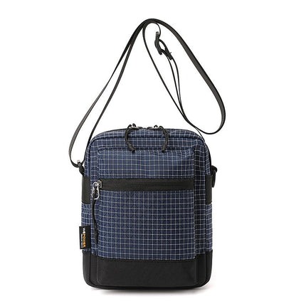 Blue Unisex Plaid Nylon Crossbody Bag – Lightweight Multi-Pocket Shoulder Bag for Phone & Daily Essentials