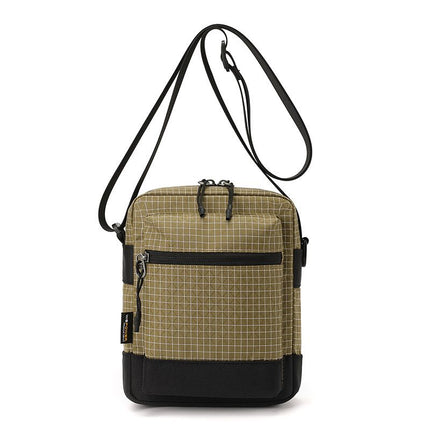 Khaki Unisex Plaid Nylon Crossbody Bag – Lightweight Multi-Pocket Shoulder Bag for Phone & Daily Essentials