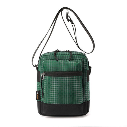 Green Unisex Plaid Nylon Crossbody Bag – Lightweight Multi-Pocket Shoulder Bag for Phone & Daily Essentials