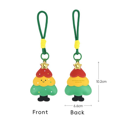 2-Piece Christmas Tree Shaped PU Leather Keychains – Cute Holiday Bag Ornaments and Car Decorations