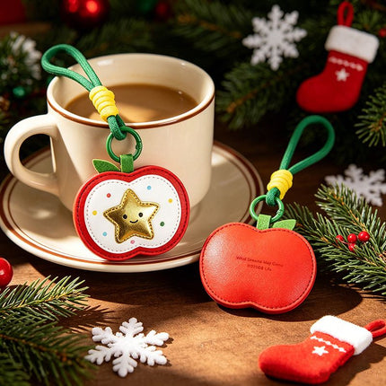 2-Piece Christmas Tree Shaped PU Leather Keychains – Cute Holiday Bag Ornaments and Car Decorations