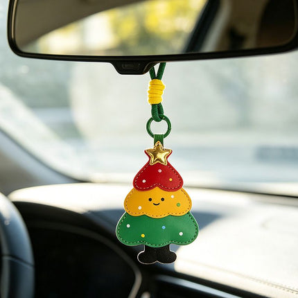 2-Piece Peace Apple Shaped PU Leather Keychains – Cute Holiday Bag Ornaments and Car Decorations