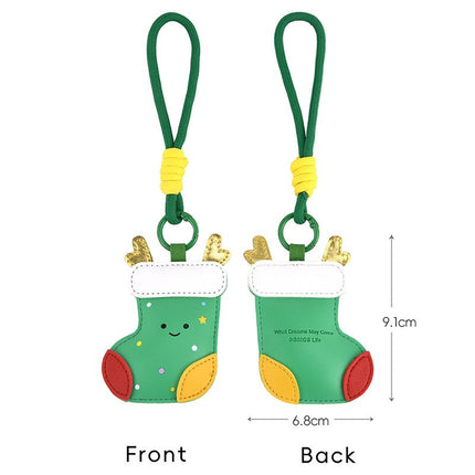 4-piece set Christmas theme Shaped PU Leather Keychains – Cute Holiday Bag Ornaments and Car Decorations