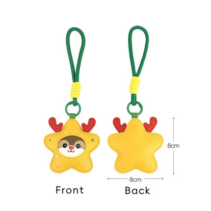 4-piece set Christmas theme Shaped PU Leather Keychains – Cute Holiday Bag Ornaments and Car Decorations