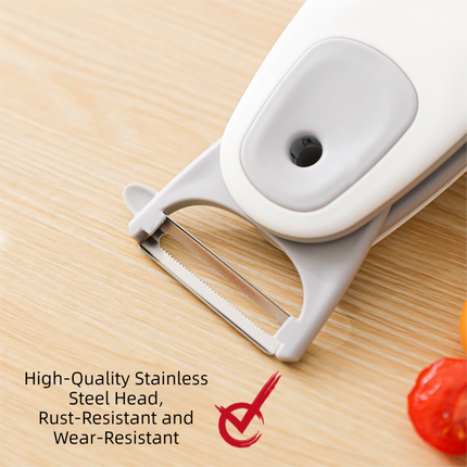 2 Pcs White 3-in-1 Magnetic Foldable Peeler – Portable Stainless Steel Vegetable & Fruit Tool with Storage 