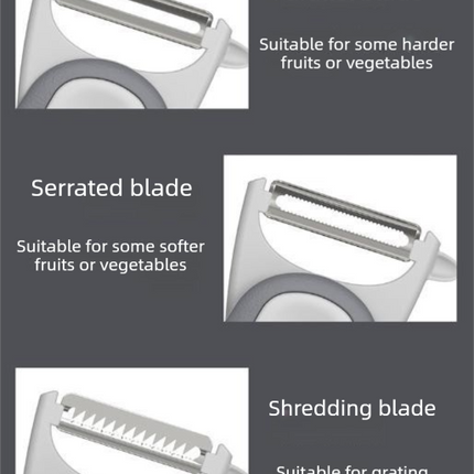 2 Pcs (White +Gray) 3-in-1 Magnetic Foldable Peeler – Portable Stainless Steel Vegetable & Fruit Tool with Storage 