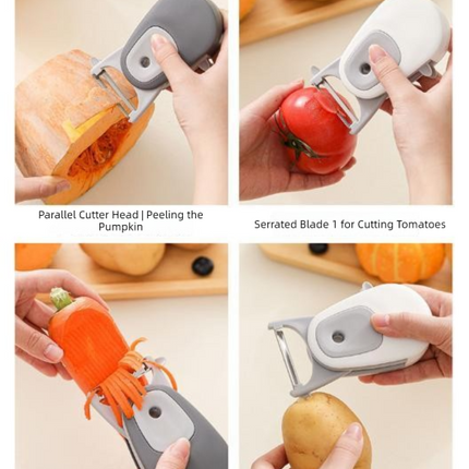 2 Pcs (White +Gray) 3-in-1 Magnetic Foldable Peeler – Portable Stainless Steel Vegetable & Fruit Tool with Storage 