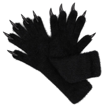 1 Pair White Realistic Long Claw Gloves – Halloween Costume Beast Paw Prop with Resin Nails