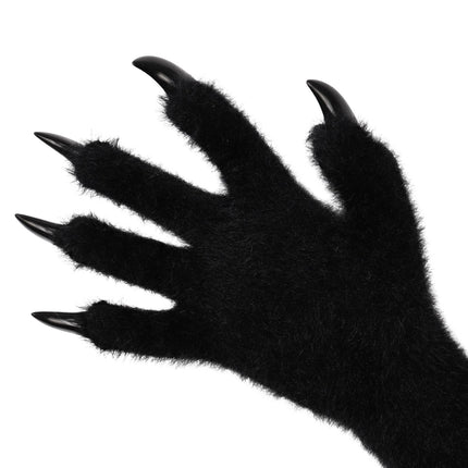 1 Pair White Realistic Long Claw Gloves – Halloween Costume Beast Paw Prop with Resin Nails