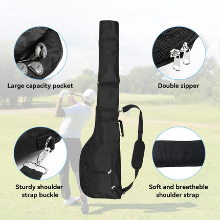 Gray Portable Waterproof Golf Club Bag – Lightweight Oxford Carry Sleeve with Padded Strap & Storage Pockets