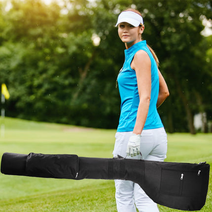 Gray Portable Waterproof Golf Club Bag – Lightweight Oxford Carry Sleeve with Padded Strap & Storage Pockets