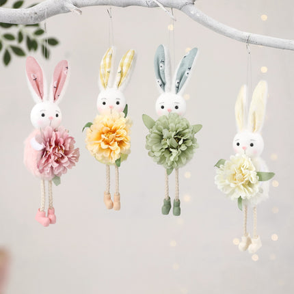 White Easter Bunny Flower Hanging Decoration for Home, Garden or Party Scene