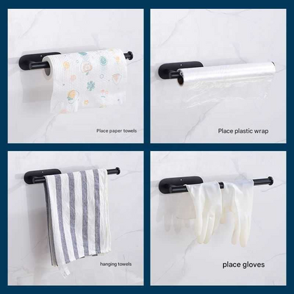 Silver Stainless Steel Kitchen Paper Holder with Adhesive Mounting – Under Cabinet Tissue Roll Rack for Paper Towels, Toilet Paper or Plastic Wrap