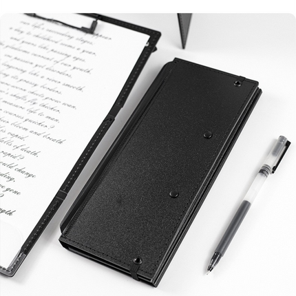 Black Three-Fold Clipboard with Document Holder – PP Material, Compact Design for Medical & Office Use