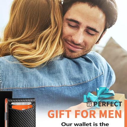 Black and orange 12-Card Slot Men's Wallet with RFID Protection – Slim, Durable, and Secure Bifold Wallet