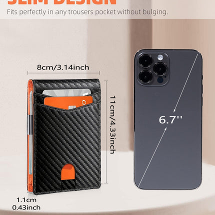 Black and orange 12-Card Slot Men's Wallet with RFID Protection – Slim, Durable, and Secure Bifold Wallet