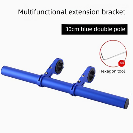 Blue 30cm Aluminum Bicycle Handlebar Extension Bracket – Multi-Functional Mount for Bike Accessories