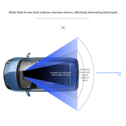 Wide-View Curved Interior Rearview Mirror – Anti-Glare, Anti-Fog, Easy Clip-On Installation