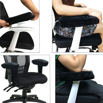 Black 2-Pack Chair Armrest Pad – Memory Foam Elbow Support Cushion for Office and Home Chairs
