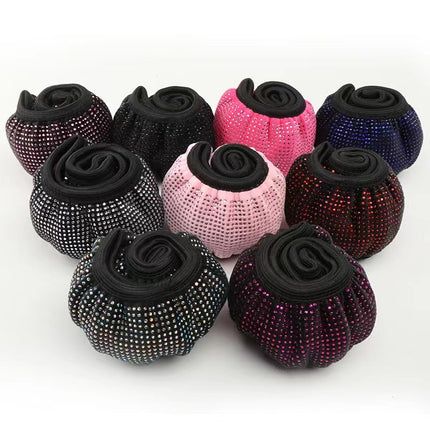 Black Crystal Rhinestone Steering Wheel Cover – Elastic Stretch Design with Full Diamond Embellishment