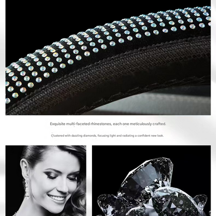 Bright pink Crystal Rhinestone Steering Wheel Cover – Elastic Stretch Design with Full Diamond Embellishment