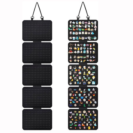 Black Pin Storage Hanging Organizer – 5-Piece Removable Felt Board Display Rack for Brooches, Badges & Collectibles