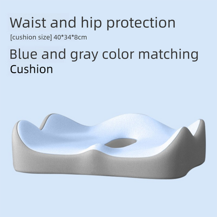 Blue Ergonomic Memory Foam Seat Cushion – Coccyx Relief for Office, Car and Long Sitting